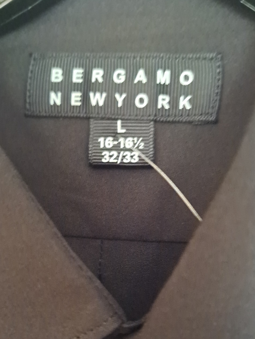 BERGAMO NEW YORK Men's Black Stretch Dress Shirt - Classic Fit - Picture 2 of 3